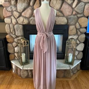 Shein Plunging V-Neck Flowy Maxi Dress